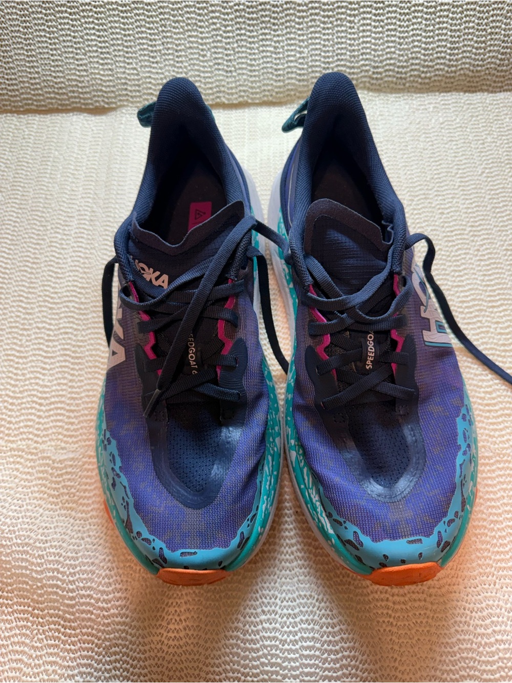 Hoka Speedgoat 6 Trail Running Shoes in Navy, Teal & Orange 9/5B